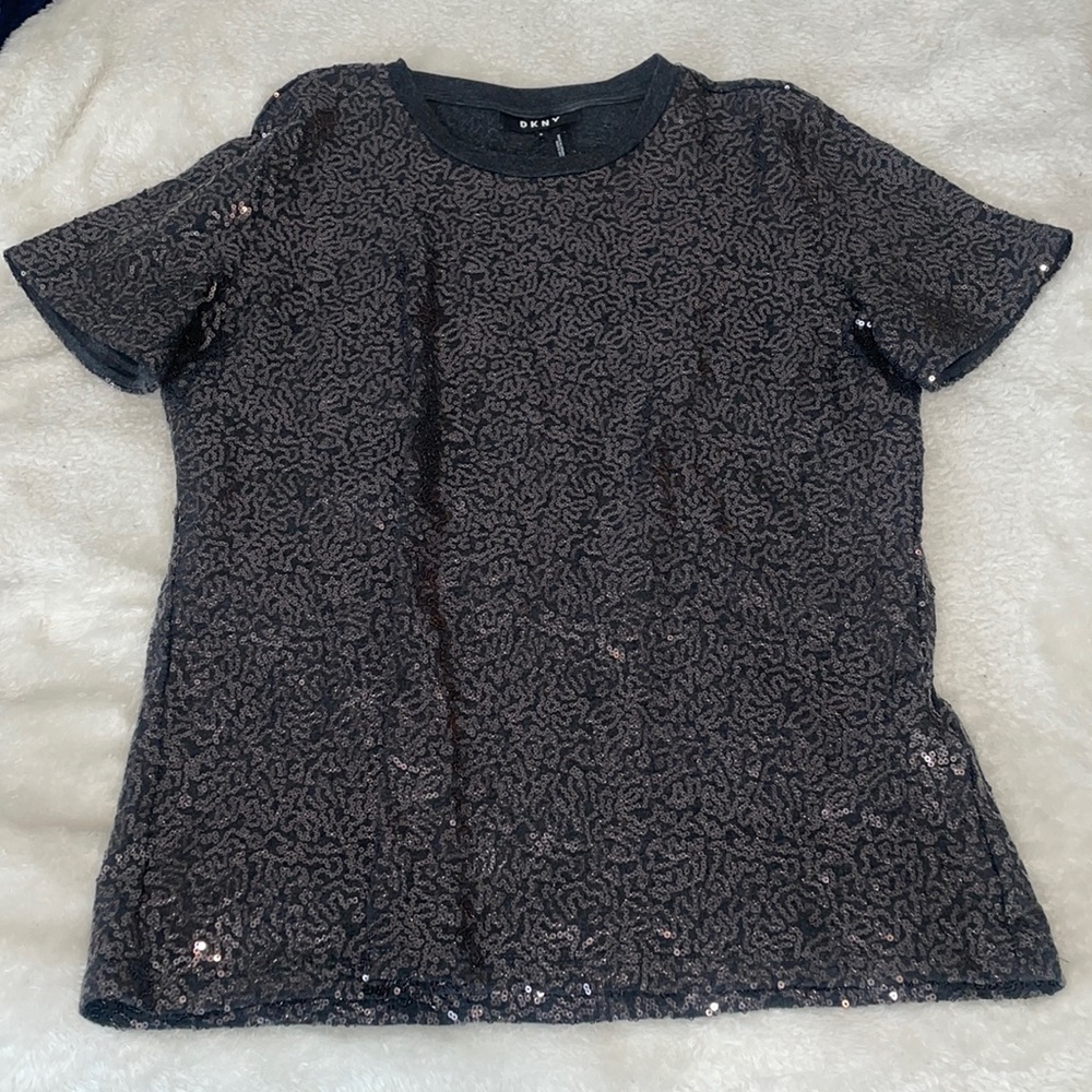 DKNY sequenced black blouse